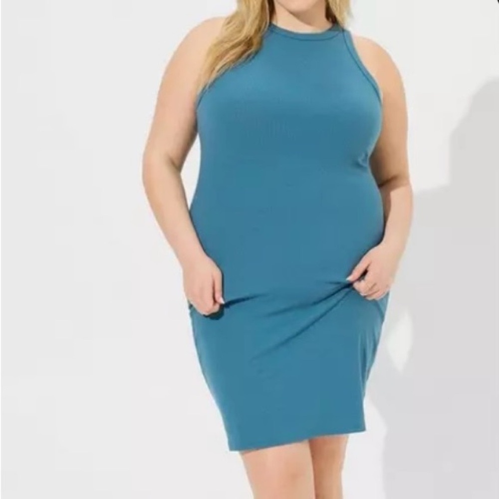 Sleeveless Rib Knit Dress Torrid Size 1 (14/16) Bodycon Midi-NWT